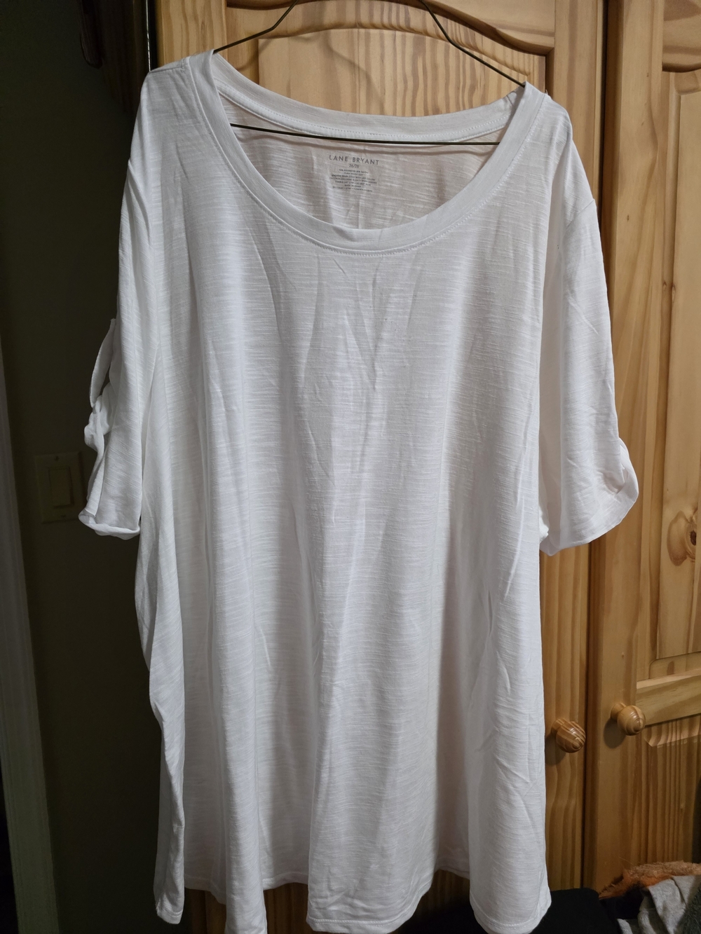Lane Bryant White Scoop Neck Roll-Sleeve Tunic